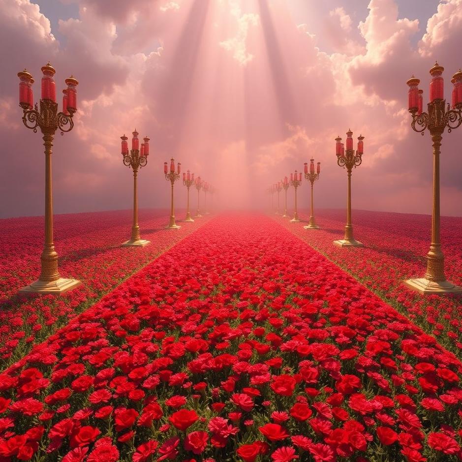 Dream : Red flowered carpet in a dream
