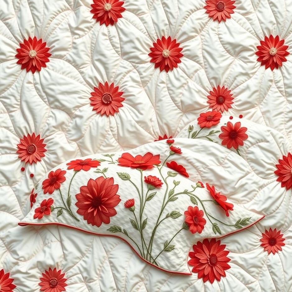 Dream : Red flowered quilt in a dream