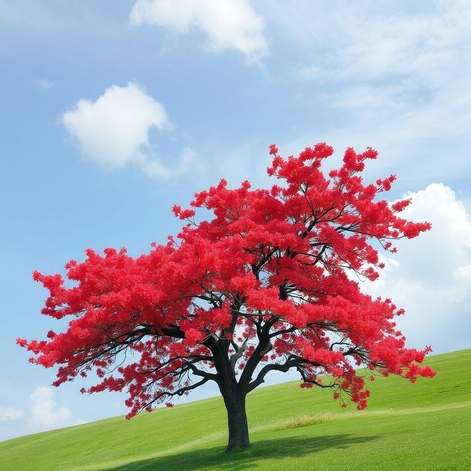 Dream : Red flowering tree in a dream