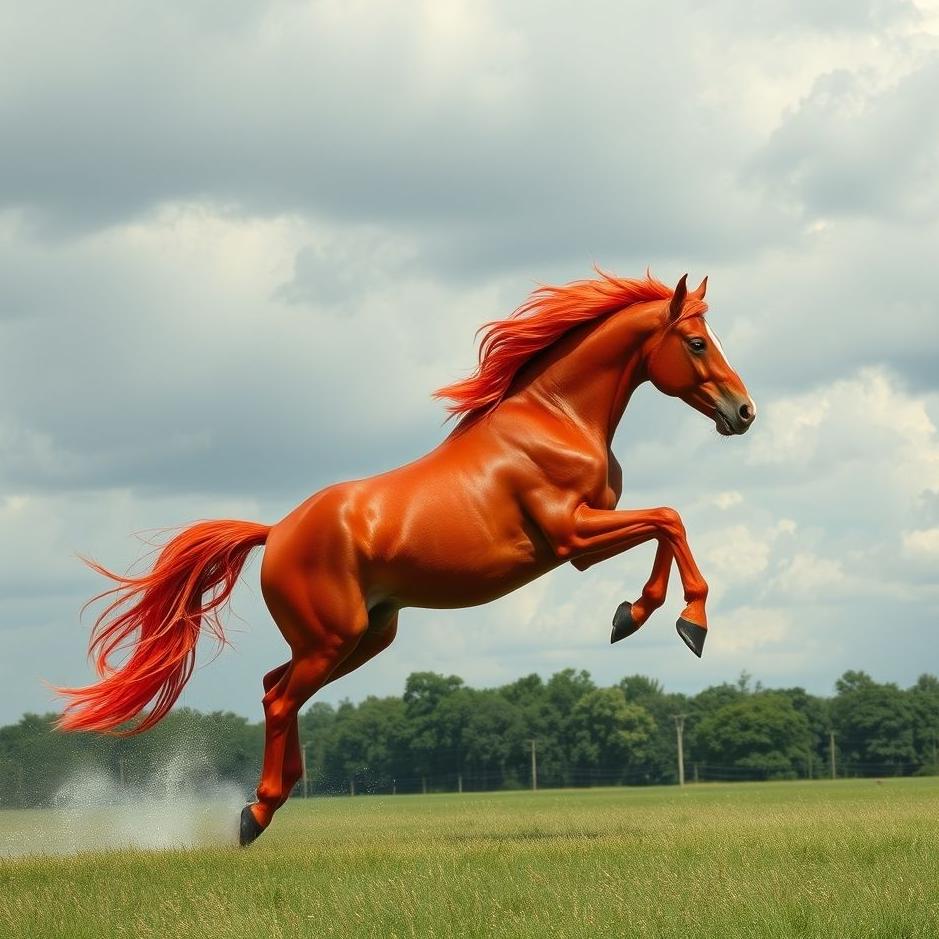 Dream : Red flying horse in a dream