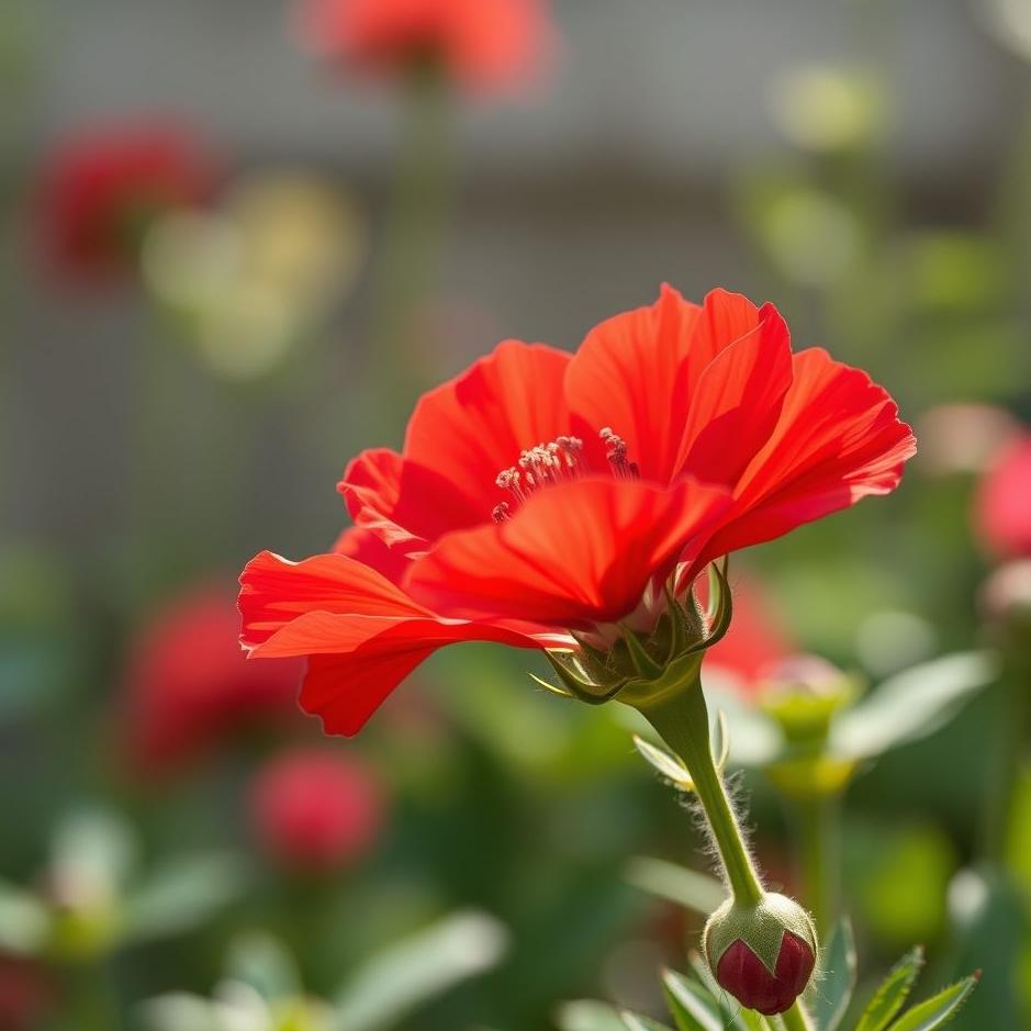 Dream : Red geranium flower in a dream