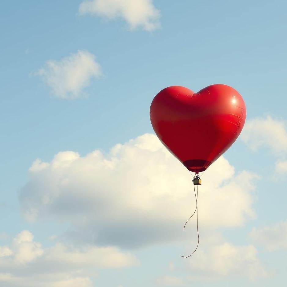 Dream : Red heart balloon in a dream