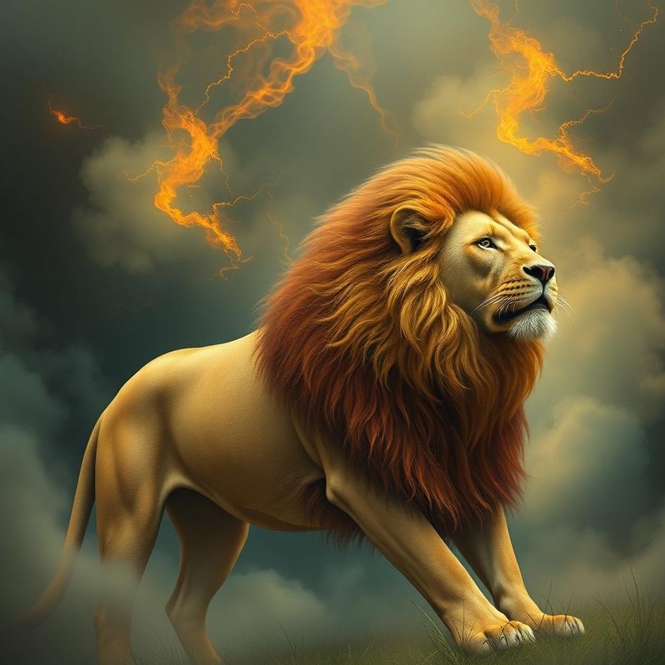 Dream : Red-maned lion in a dream