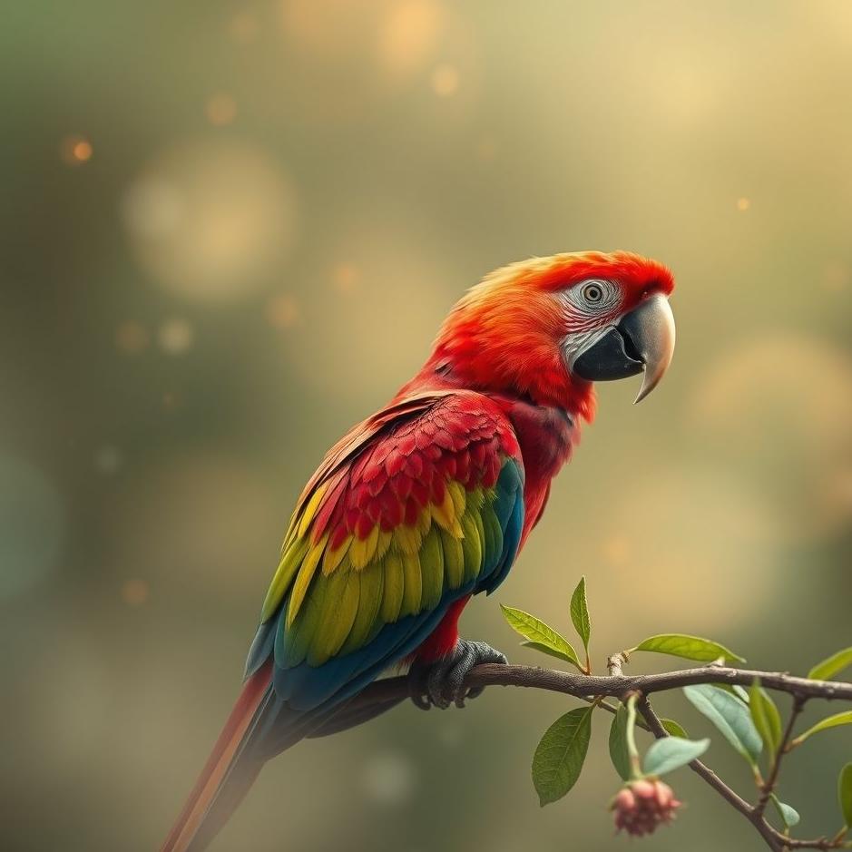 Dream : Red parrot bird in a dream