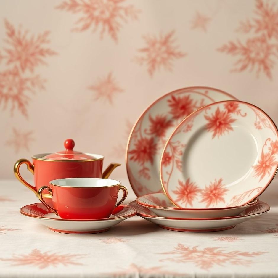 Dream : Red porcelain dinner set in a dream
