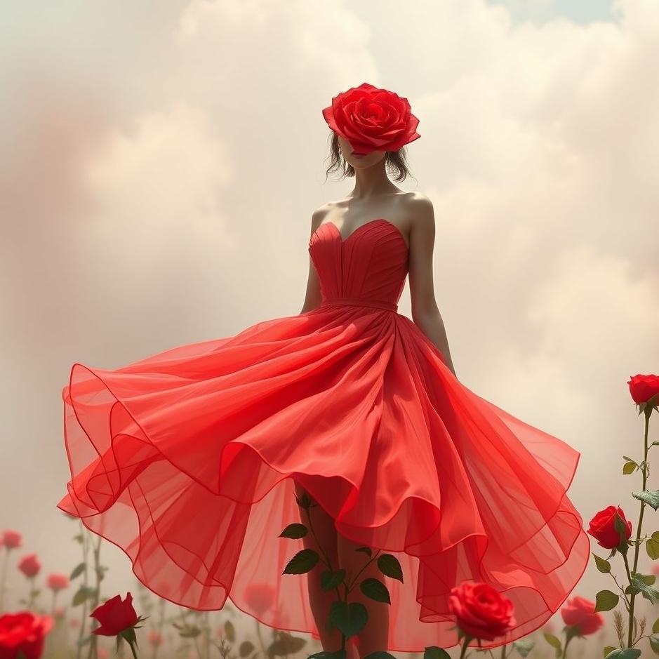 Dream : Red rose dress in a dream