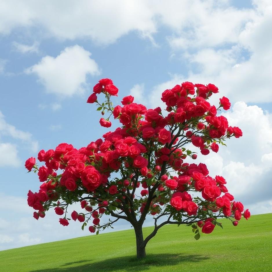 Dream : Red rose tree in a dream