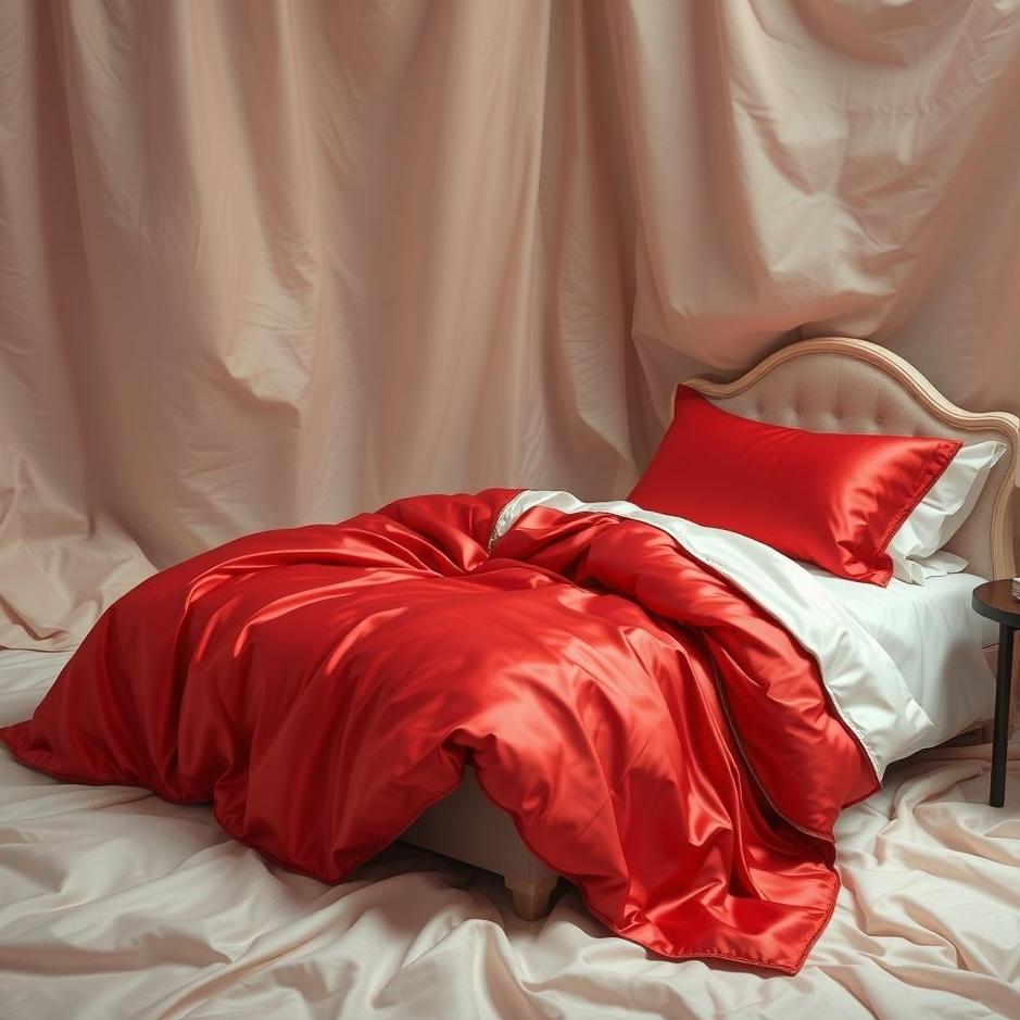 Dream : Red satin quilt in a dream