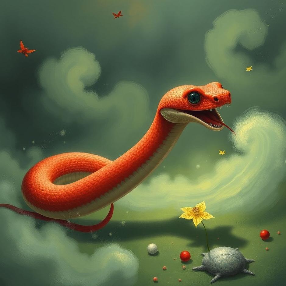 Dream : Red snake running away in a dream