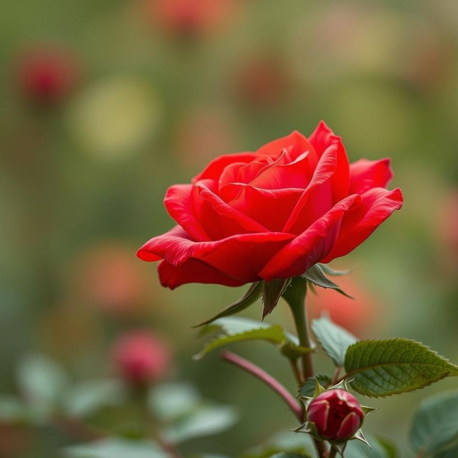 Dream : Red thorny rose in a dream