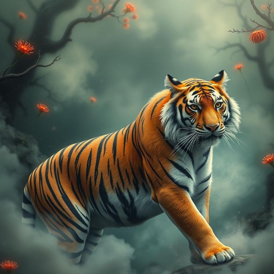 Dream : Red tiger in a dream