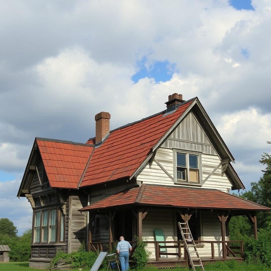 Dream : Repairing the roof of an old house in a dream