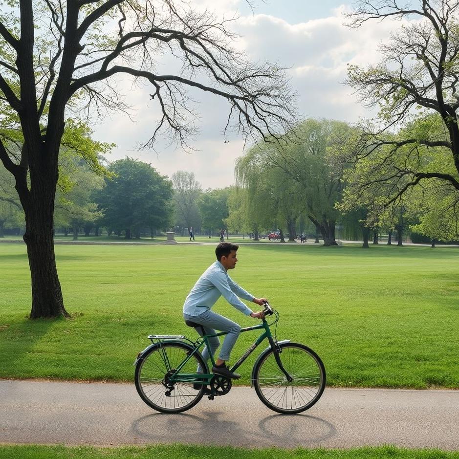 Dream : Riding a bicycle in a park in a dream