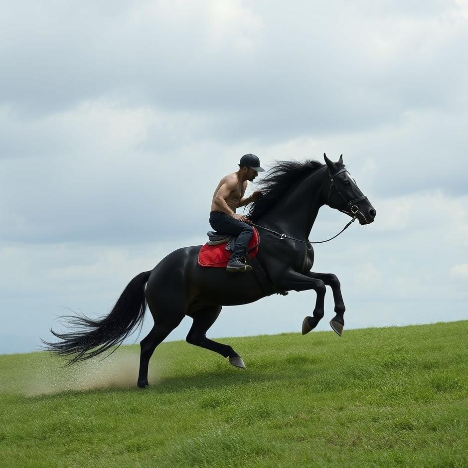 Dream : Riding a black horse and running in a dream