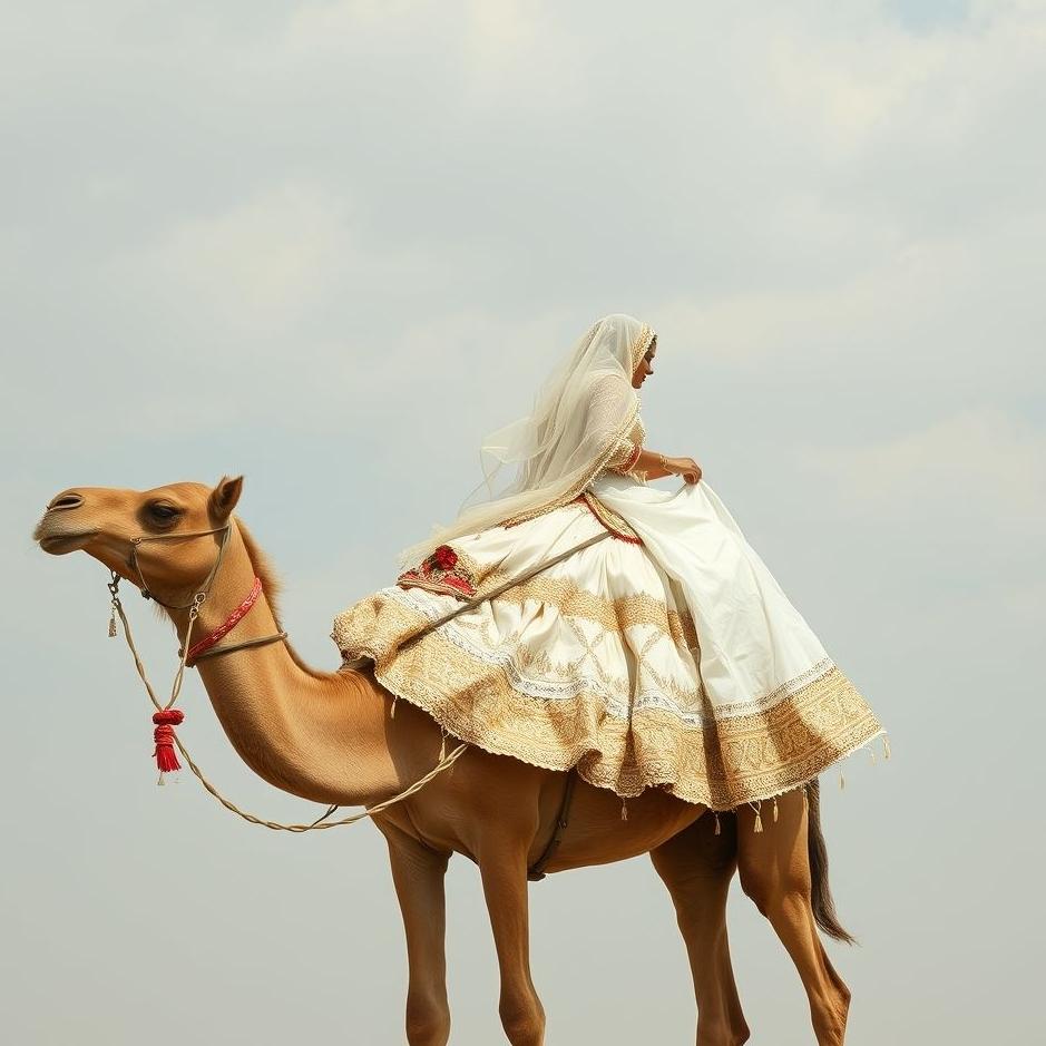 Dream : Riding a camel in a wedding dress in a dream