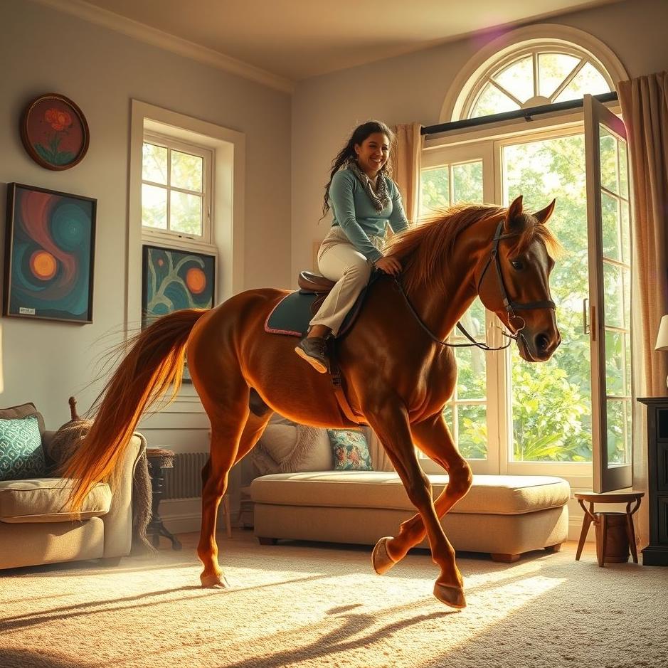 Dream : Riding a horse at home in a dream