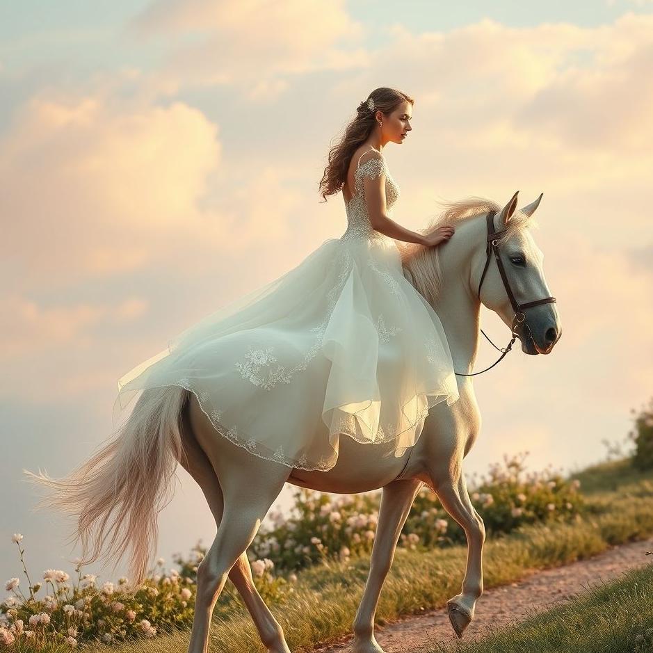 Dream : Riding a horse in a wedding dress in a dream
