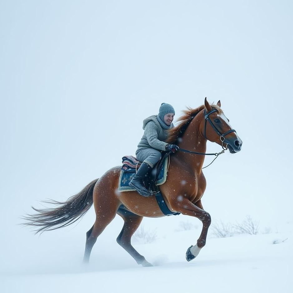 Dream : Riding a horse in snowy weather in a dream