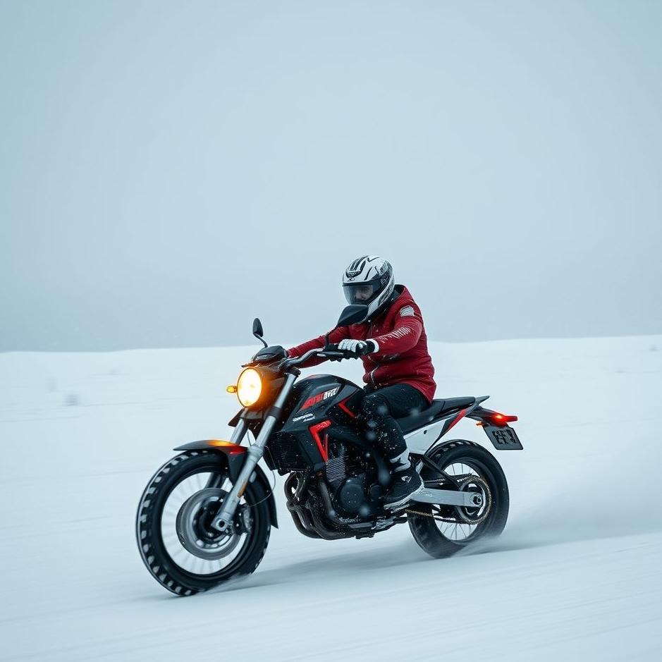 Dream : Riding a motorcycle in snowy weather in a dream