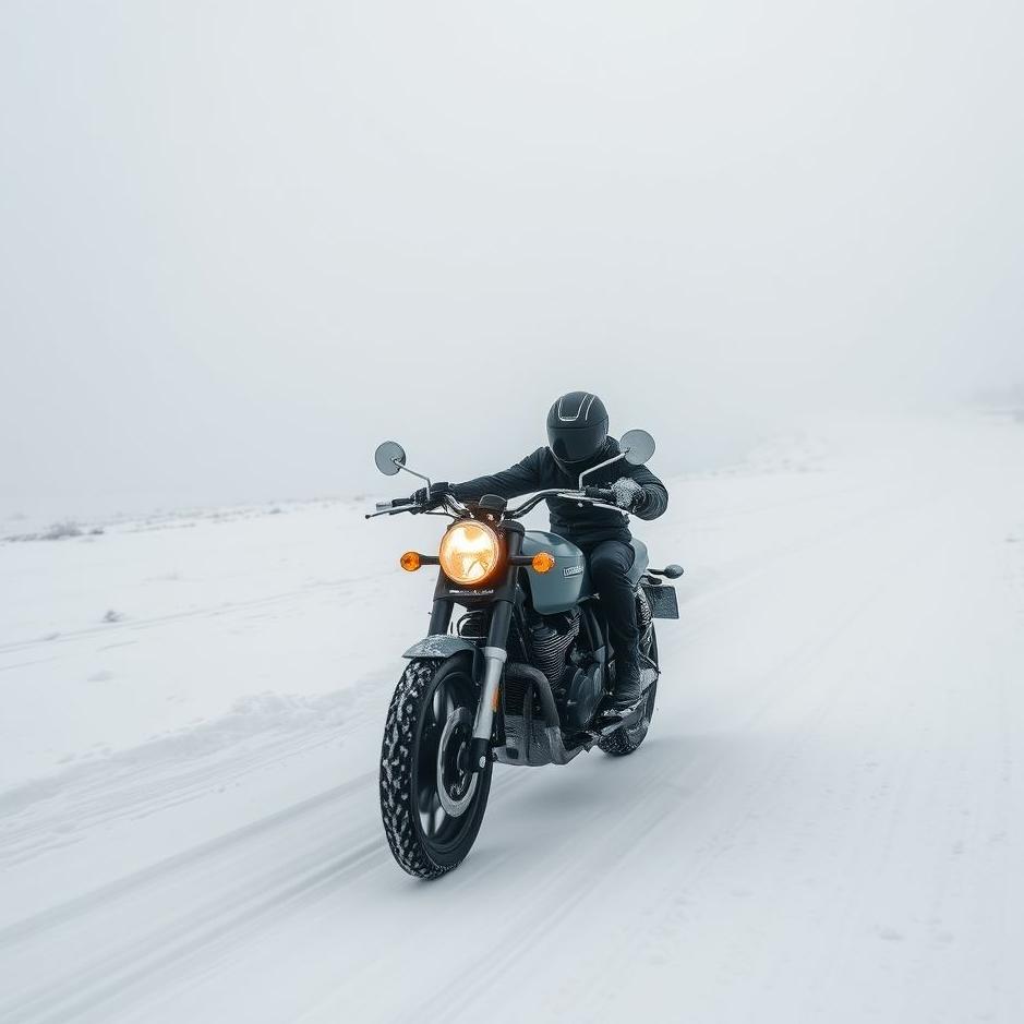 Dream : Riding a motorcycle on a snowy road in a dream