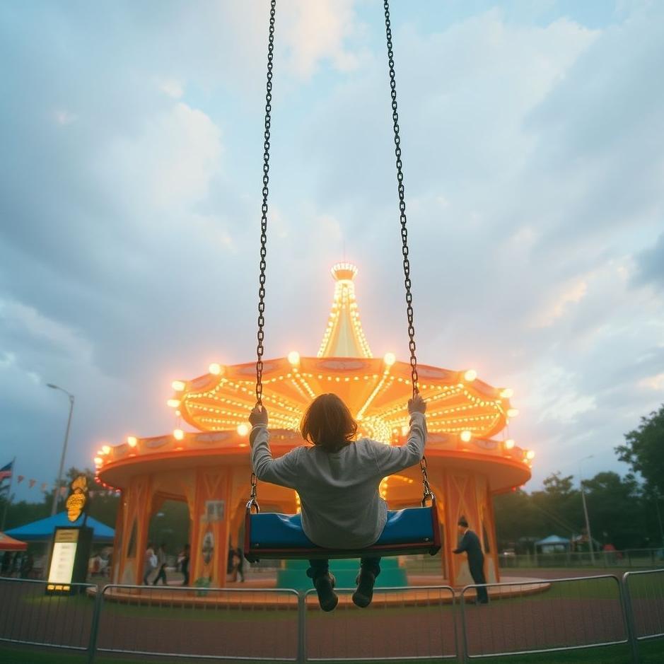 Dream : Riding a swing in an amusement park in a dream