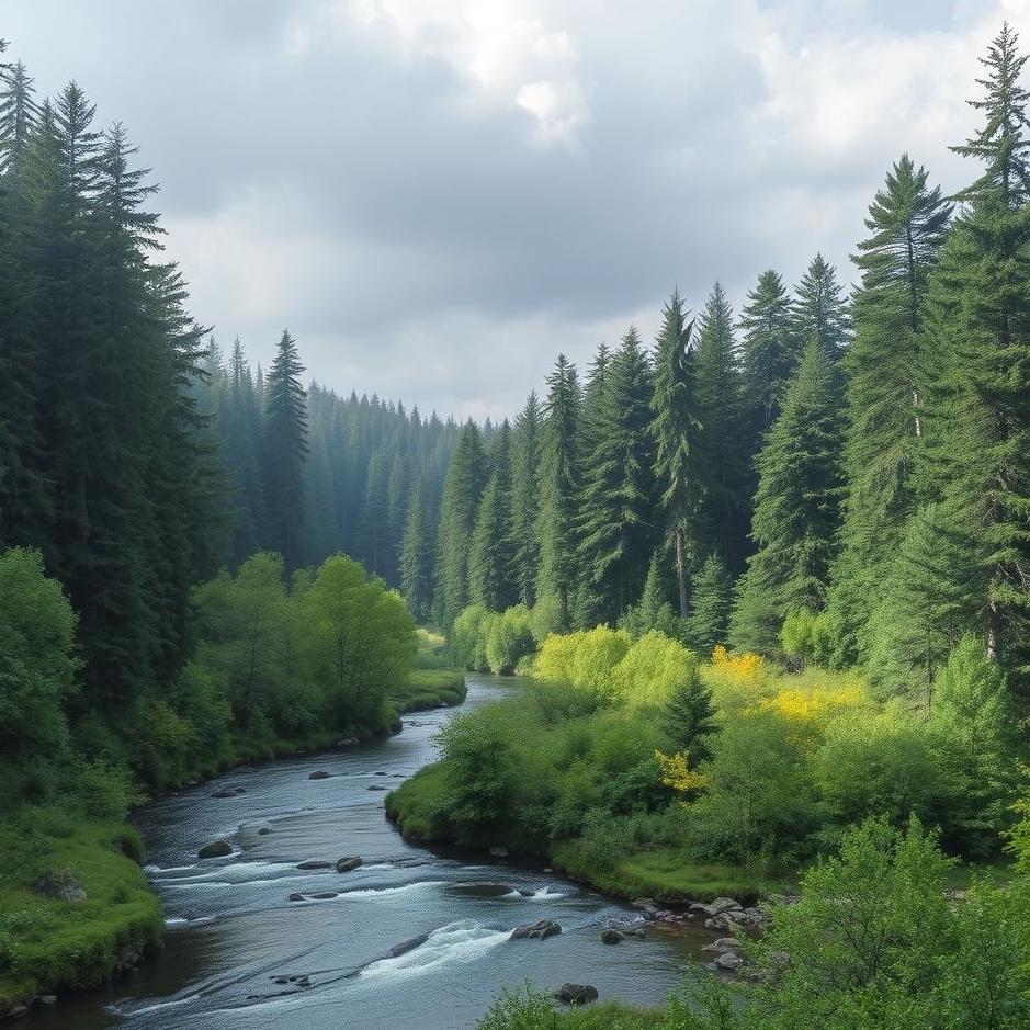 Dream : River and a forest in a dream