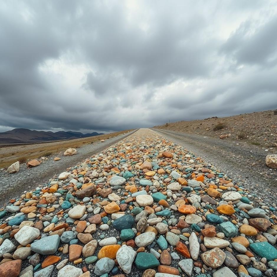 Dream : Road covered with colored stones in a dream