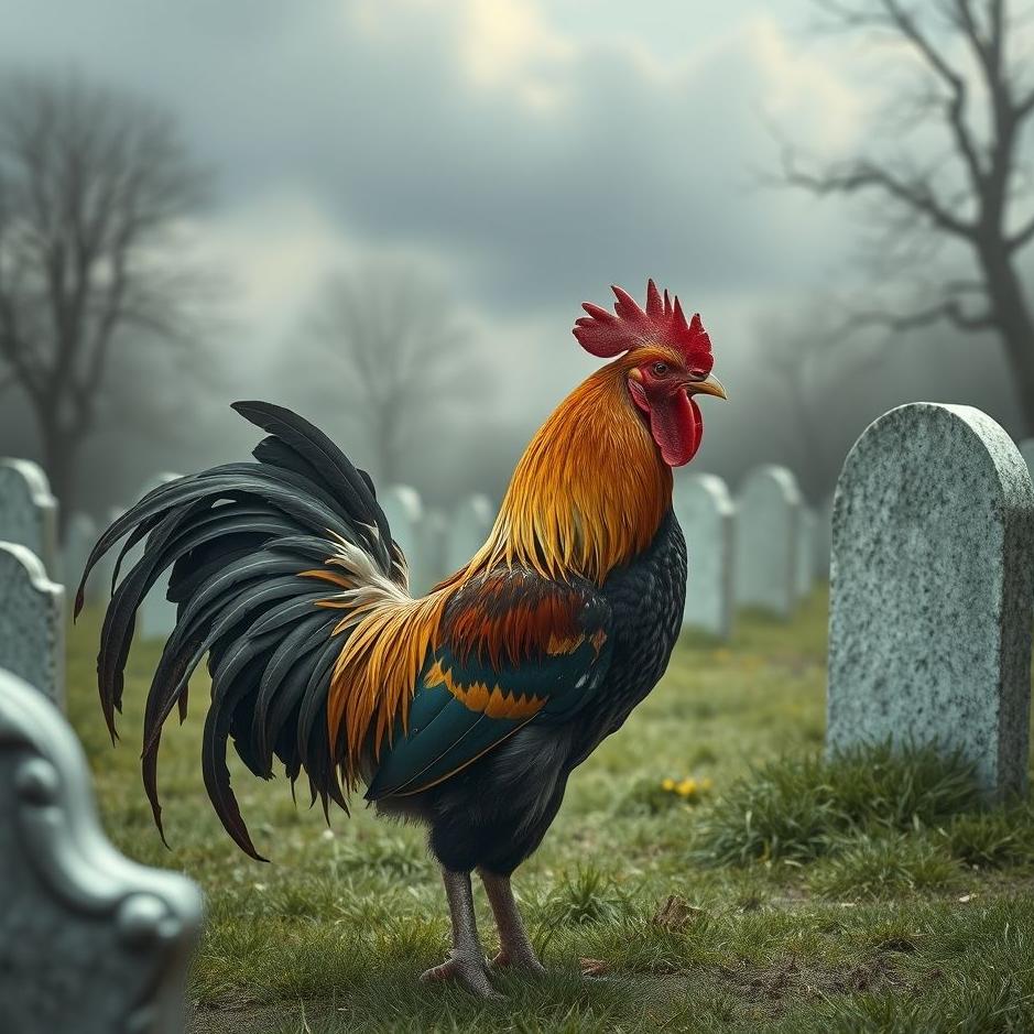 Dream : Rooster in a cemetery in a dream