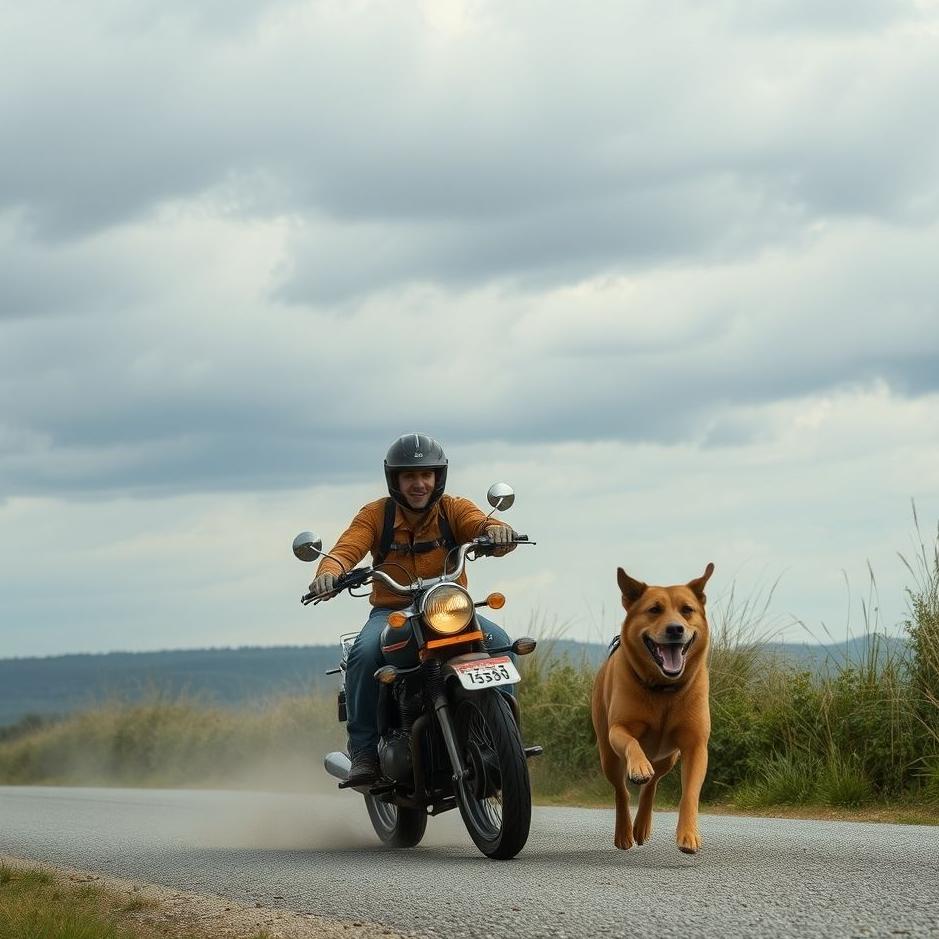 Dream : Running away from a dog on a motorcycle in a dream
