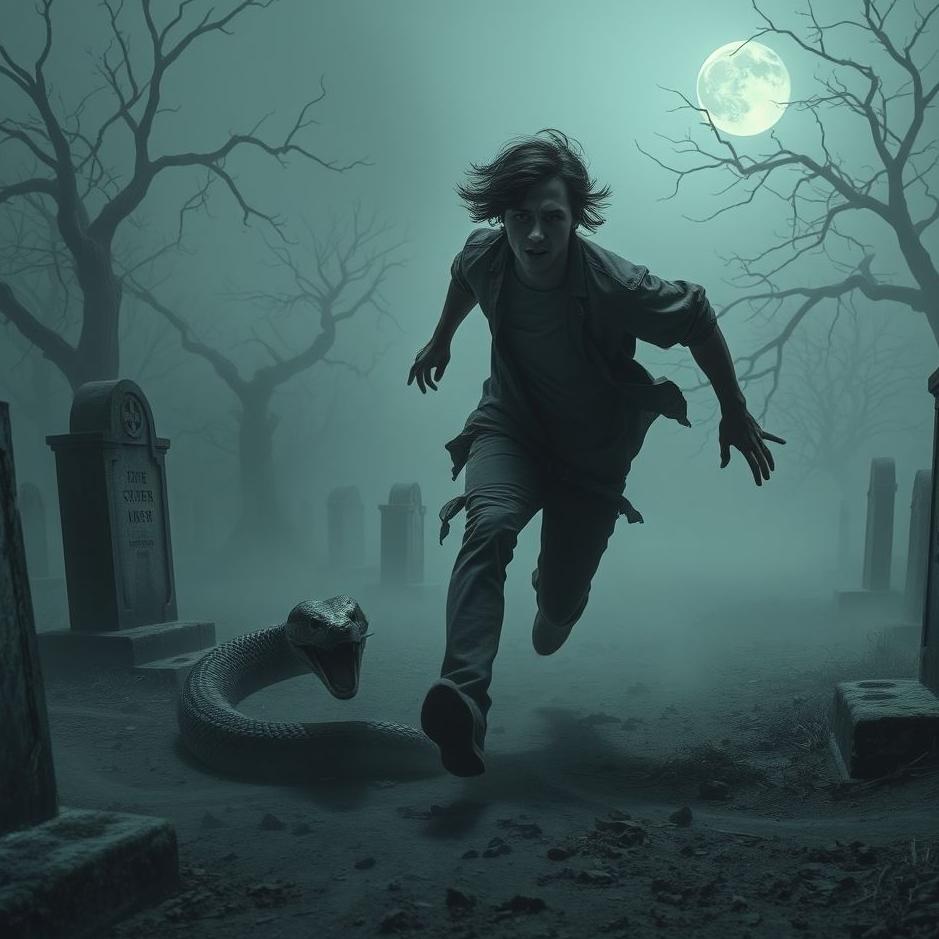 Dream : Running away from a snake in a cemetery in a dream