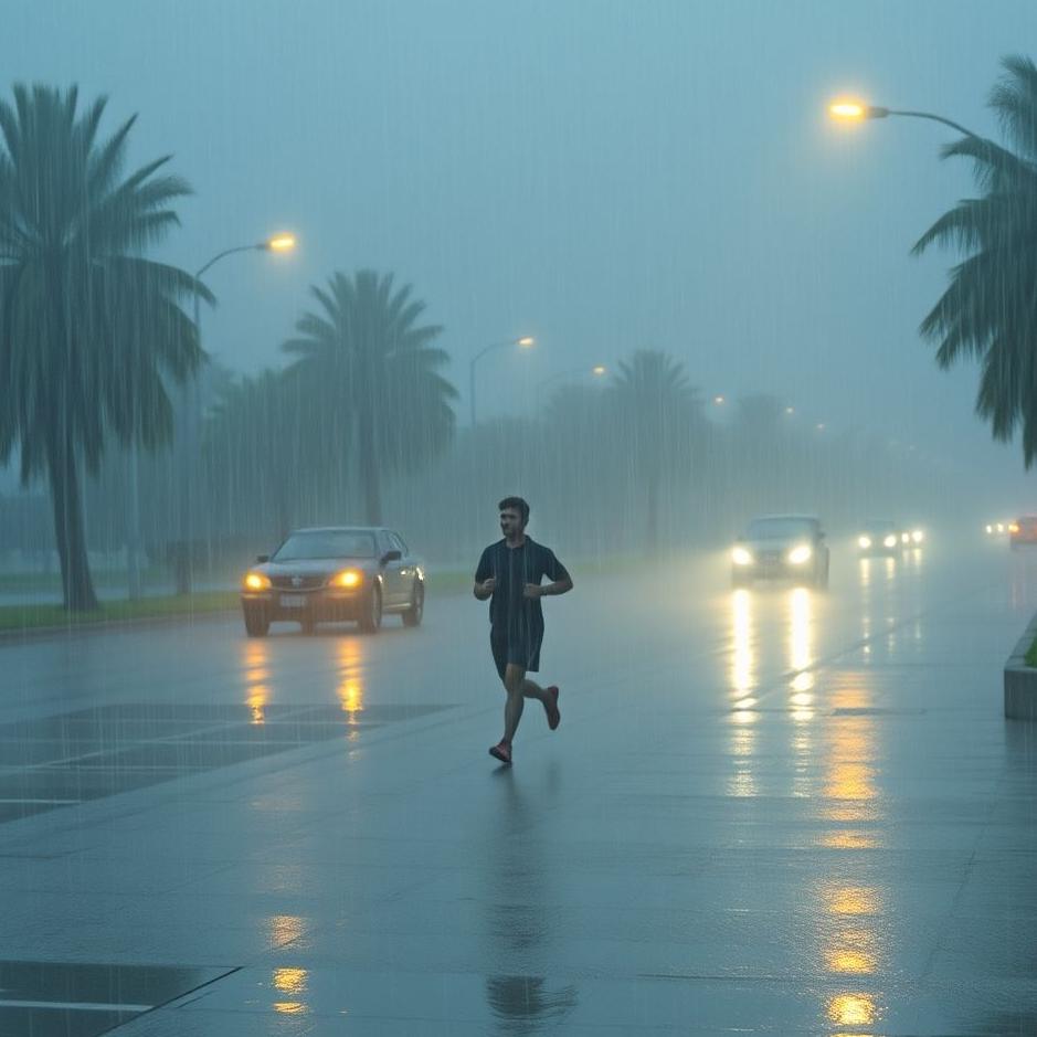 Dream : Running in the pouring rain in a dream