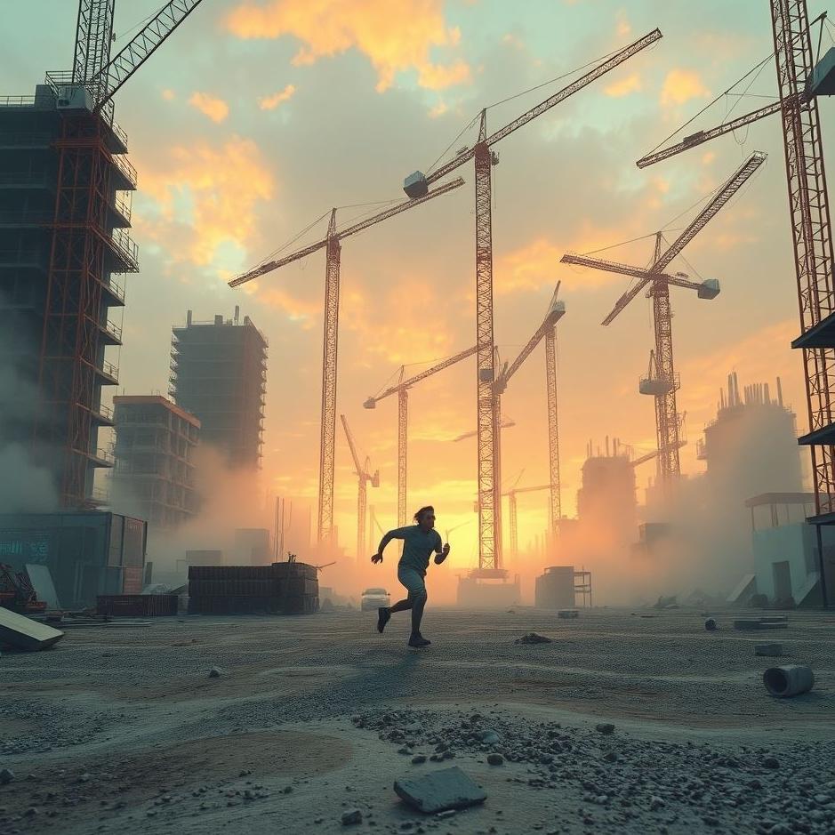 Dream : Running on a construction site in a dream