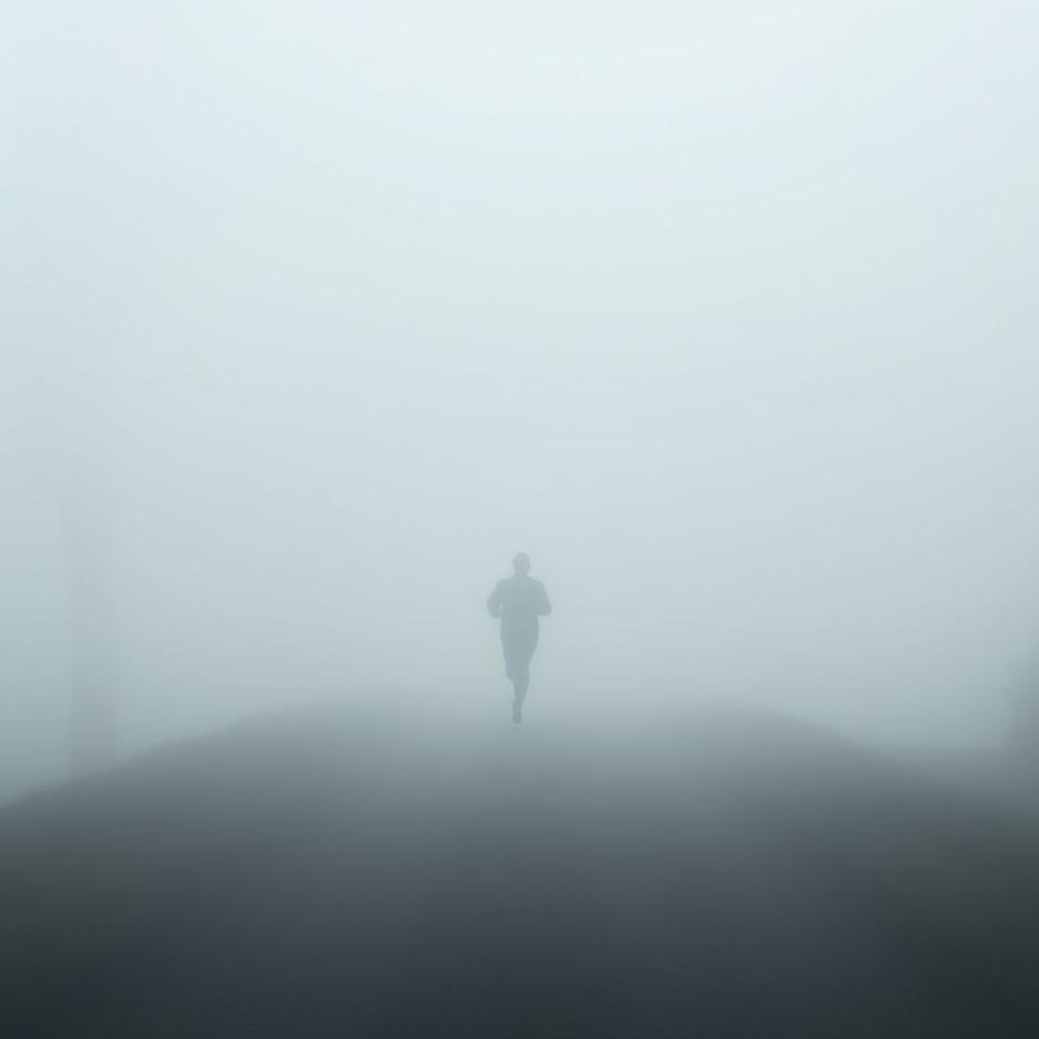 Dream : Running on a foggy road in a dream