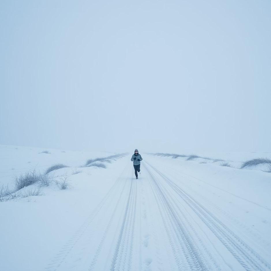 Dream : Running on a snowy road in a dream