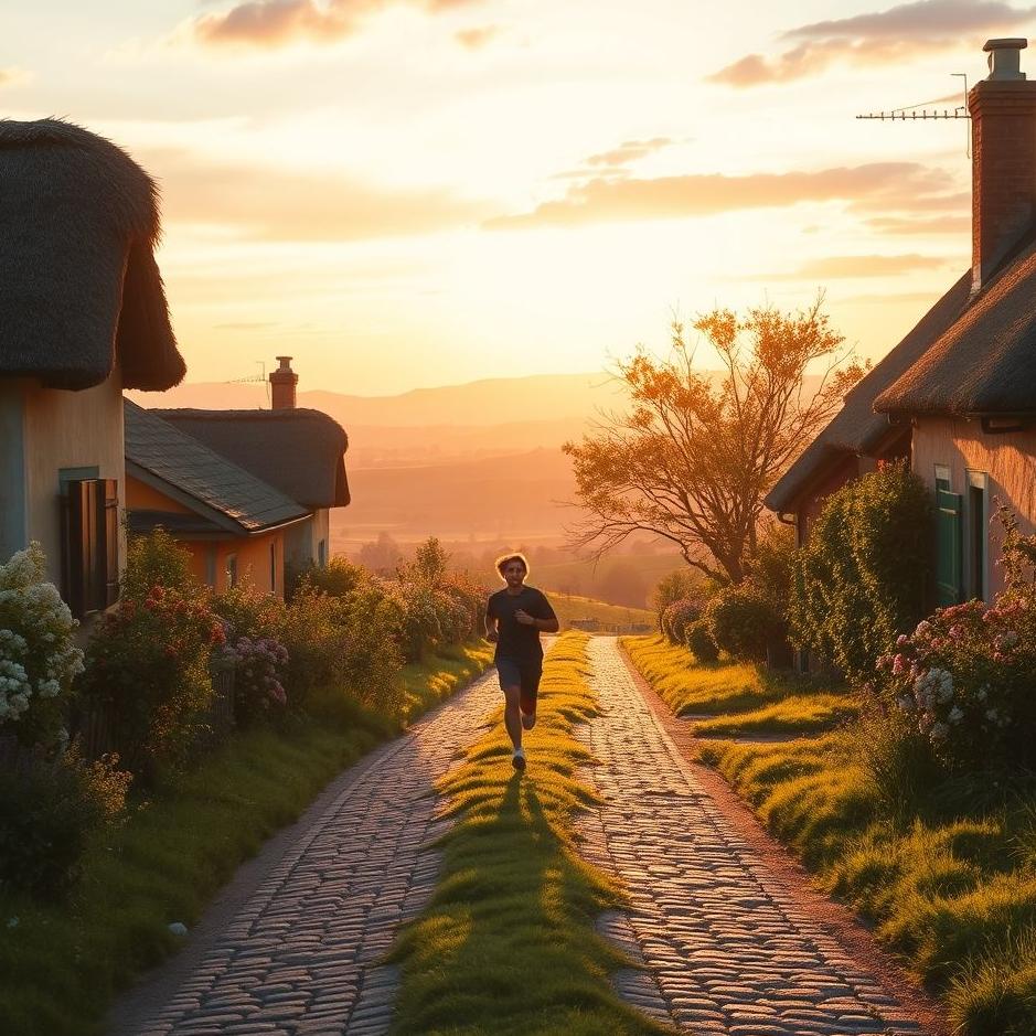 Dream : Running on a village road in a dream