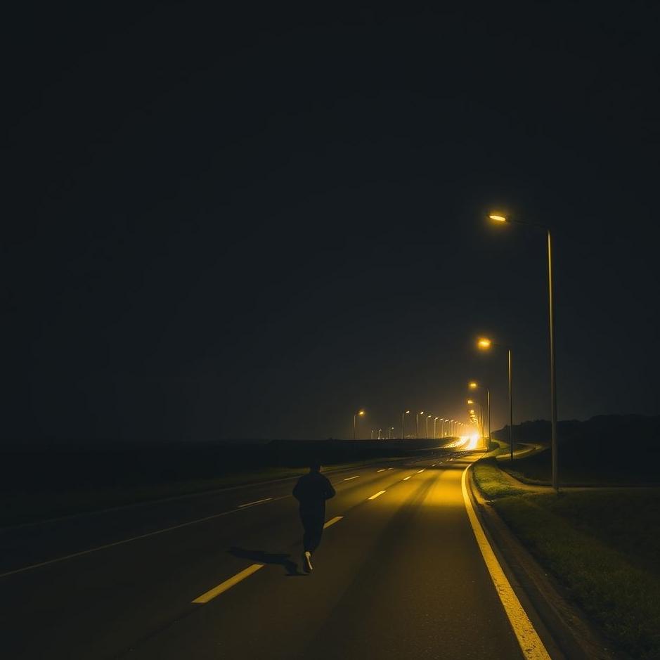 Dream : Running on the road at night in a dream