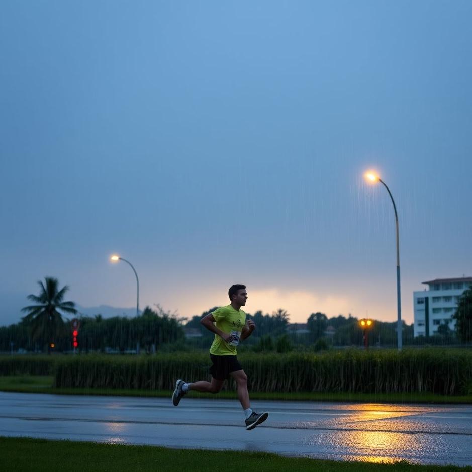 Dream : Running under rain in the evening