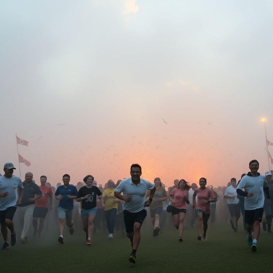 Dream : Running with a crowd of people in your dream