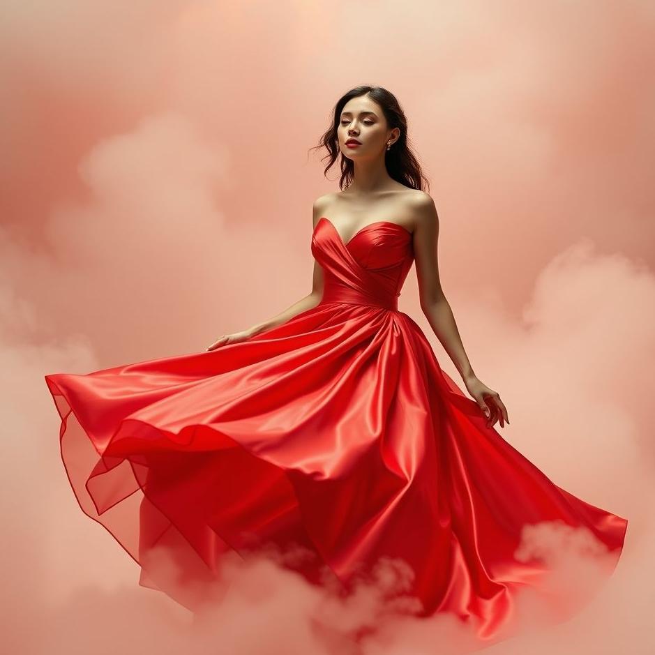 Dream : Satin red dress in a dream