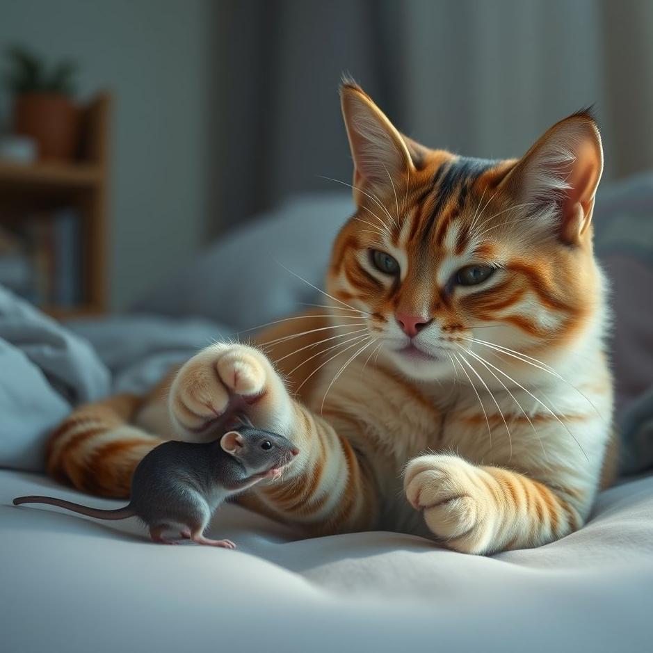 Dream : Seeing a cat catching a mouse at home in a dream