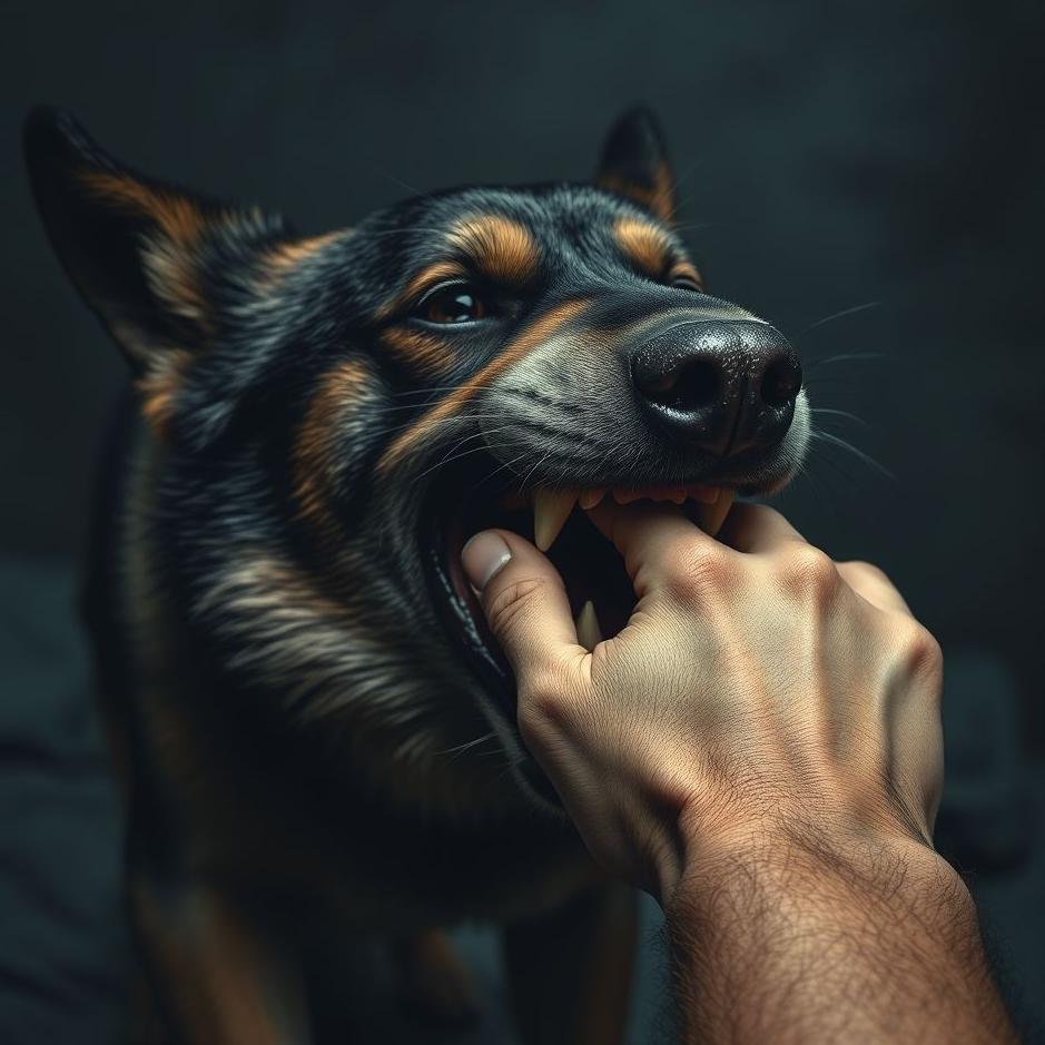 Dream : Seeing a dog biting your right hand in a dream