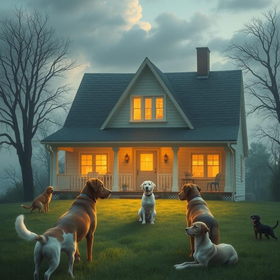 Dream : Seeing dogs surrounding the house in a dream