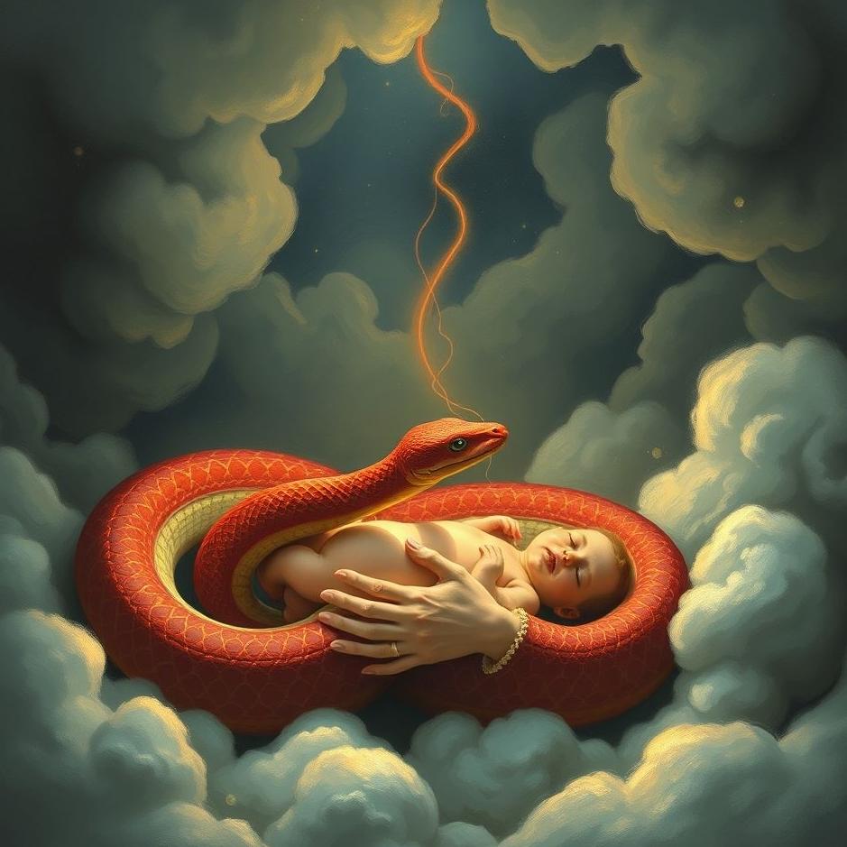 Dream : Seeing giving birth to a red snake in a dream