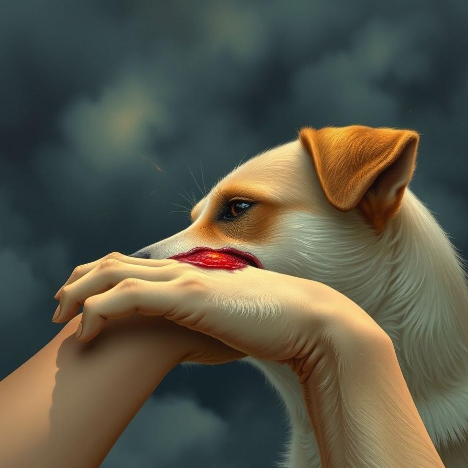 Dream : Seeing my right hand bitten by a dog in a dream