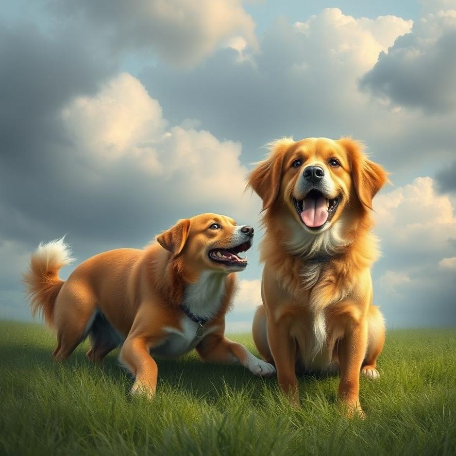 Dream : Seeing playing with two dogs in a dream