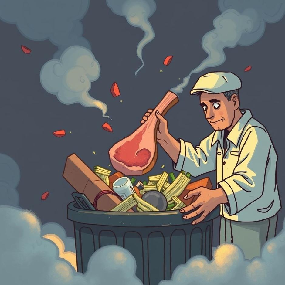 Dream : Seeing throwing meat in the trash in a dream