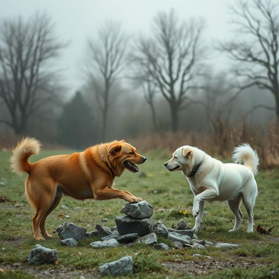 Dream : Seeing throwing stones at aggressive dogs in a dream