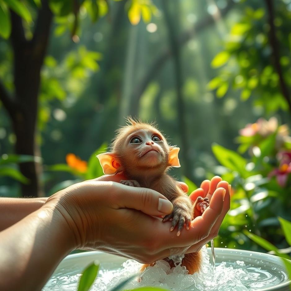Dream : Seeing washing a baby monkey in a dream