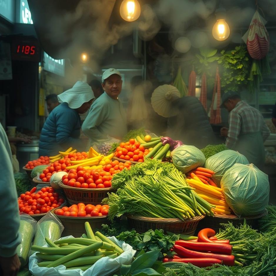 Dream : Selling vegetables in the market in a dream