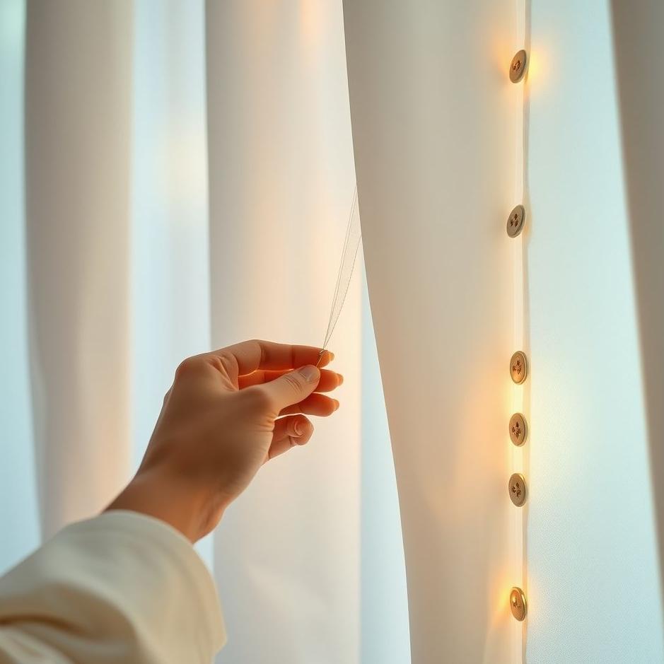 Dream : Sewing buttons on the curtain in a dream